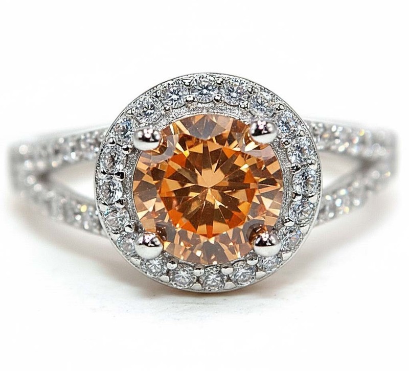 2CT  Padparadscha 925 Solid Sterling Silver Ring Sz 8 MM4-10