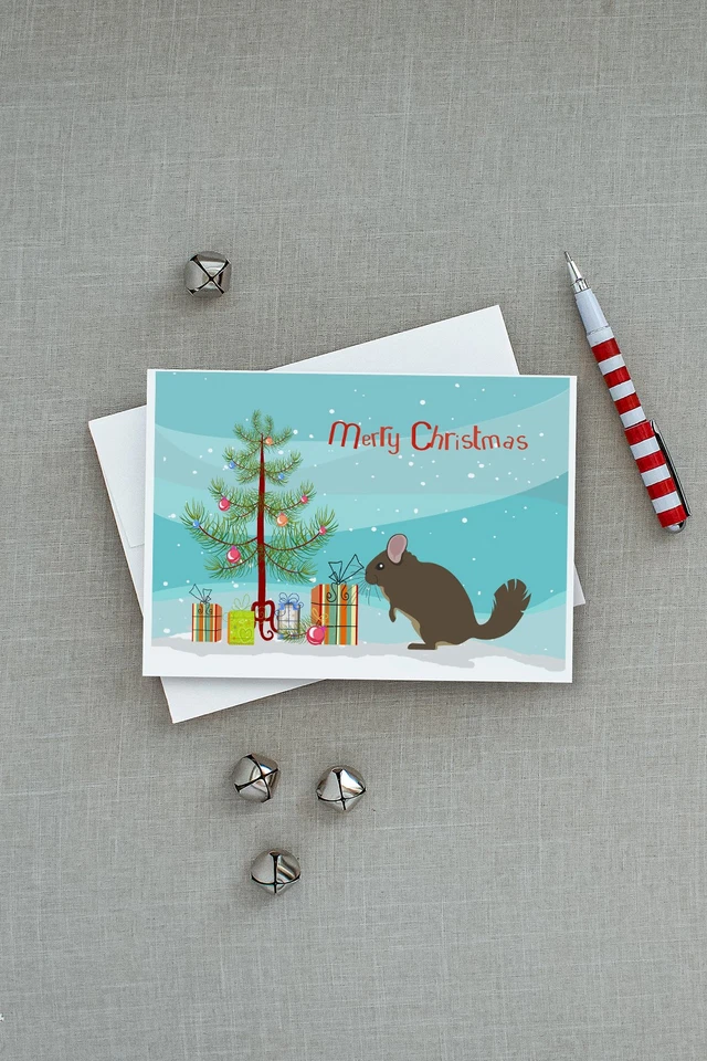 Chinchilla Christmas Greeting Cards Pack of 8 BB9242GCA7P - Image 3 of 3