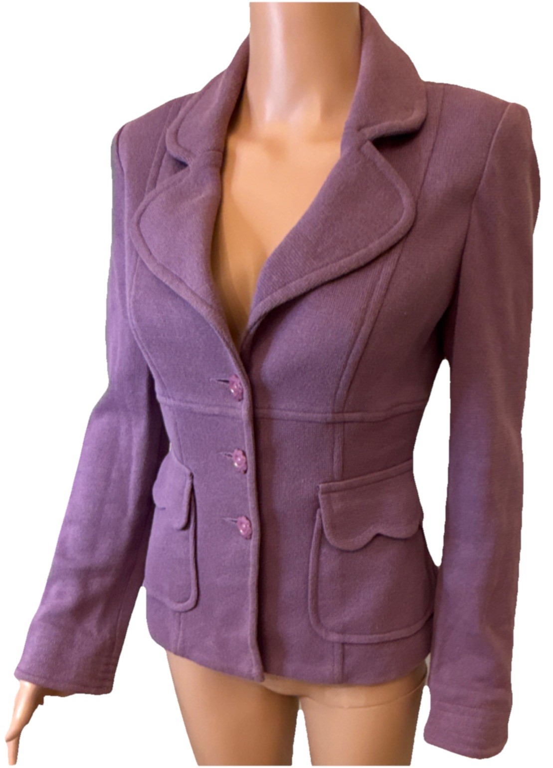 bebe Purple Blazer Jacket Collared Button Women's… - image 4