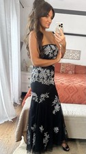 2004 Cache Black Hand Beaded Strapless Formal, Prom Party Gown Size Small