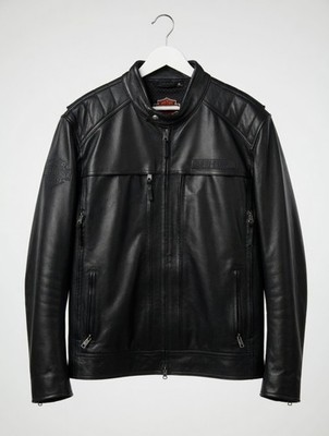 Harley-Davidson Tall 2XL Black Leather Motorcycle Jacket - Excellent Condition!