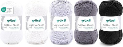 Gründl Wolle Cotton Quick uni - dünne Wolle zum Häkeln - Strickgarn - Häkelgarn 