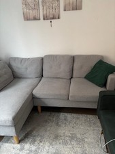 Grey Fabric L-Shaped Corner Sofa with Chaise, 3-Seater W185 L80 H65
