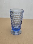 Vintage Indiana Glass Whitehall Blue Iced Tea Footed Tumbler Cube Cubist Colony