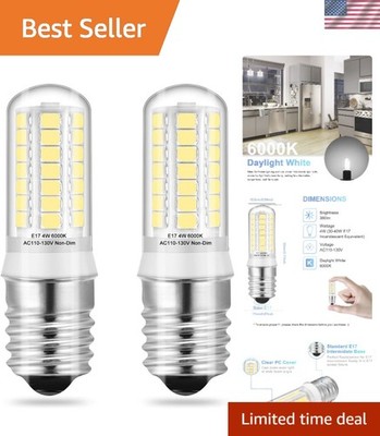 Energy-Saving E17 LED Bulbs - Bright 6000K Daylight, 40W Incandescent Equivalent