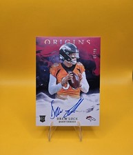 2019 PANINI ORIGINS DREW LOCK RC ROOKIE RED AUTO /99 #RA-DL ?ON CARD AUTO? . rookie card picture