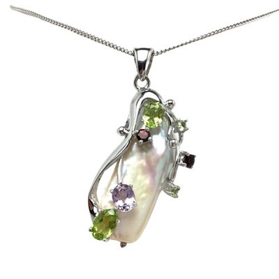 Ise Shima Süßwasserperlen Anhänger Top 10x30mm Weiß Silber Edelstein Isowa Perle