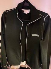 Lacoste Men's Black Full Zip Track Jacket, Stand-Up Collar, Logo, Size S