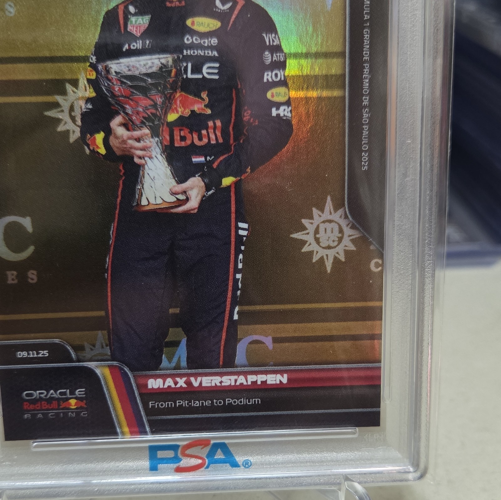 Topps 2025 Topps Now Formula 1 Max Verstappen #77 Gold Foil 44/50 PSA 9 view 7