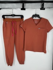 FIGS Technical Scrub Set Catarina Top XXS Terracotta Zamora Jogger Pants XS/P
