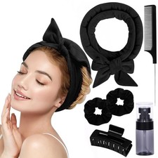 Heatless Velvet Hair Curlers to Sleep in 6 Count Pack of 1 , Black