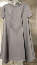 JIL SANDER NAVY Damen A-Linien-Kleid Grau Kurzarm kurz Rei&szlig;verschluss Gr. 40