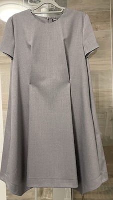 JIL SANDER NAVY Damen A-Linien-Kleid Grau Kurzarm kurz Reißverschluss Gr. 40