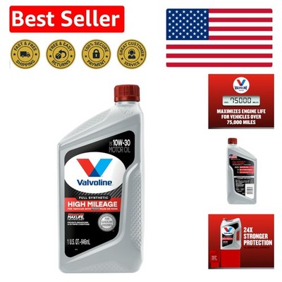 Enhanced MaxLife 10W-30 Full Synthetic Oil for Vehicles Over 75,000 Miles - 1 QT