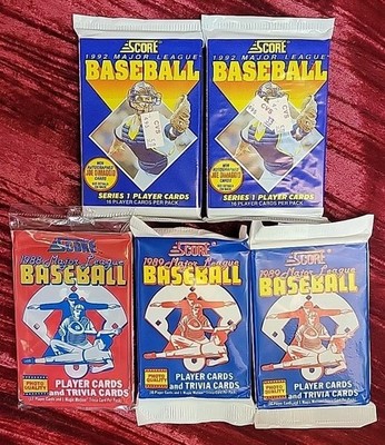 5X SCORE PACK LOT 1988 1989 1992 (SER 1) SEALED Baseball MLB VINTAGE PACKS