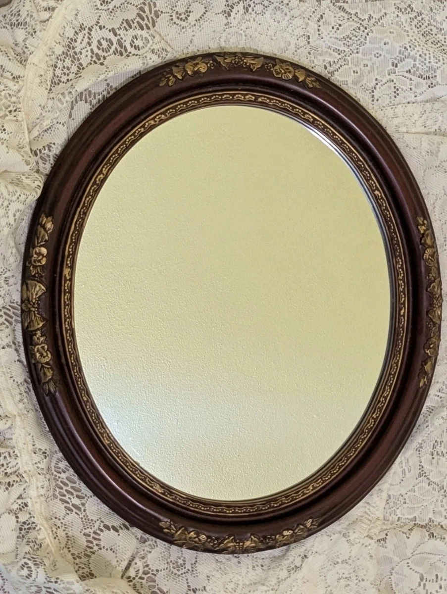 Espejo De Pared Ovalado Vintage Con Marco De Madera - 13.8 X 23.6 Pulgadas, Decoración Rústica O Shabby Chic
