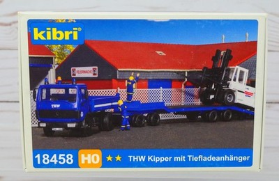 Kibri 18458, Mercedes Benz Dump Truck Low Load Trailer Kit, THW, 1/87 HO Sealed