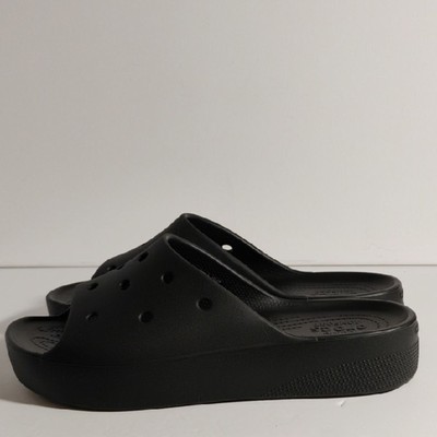 CROCS Women's Classic  Black Platform Mules Sleek Comfort Slip On Size 11