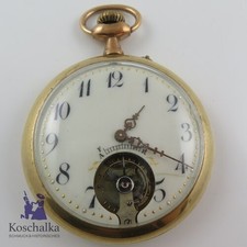 Antike Taschenuhr mit sichtbarer Unruhe mit Ankergang vergoldet (9307EB)