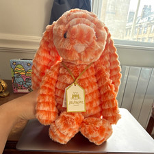 Jellycat Fizzleskip Bunny Orange/White Plush Soft Toy Medium BAS3ORA Tags