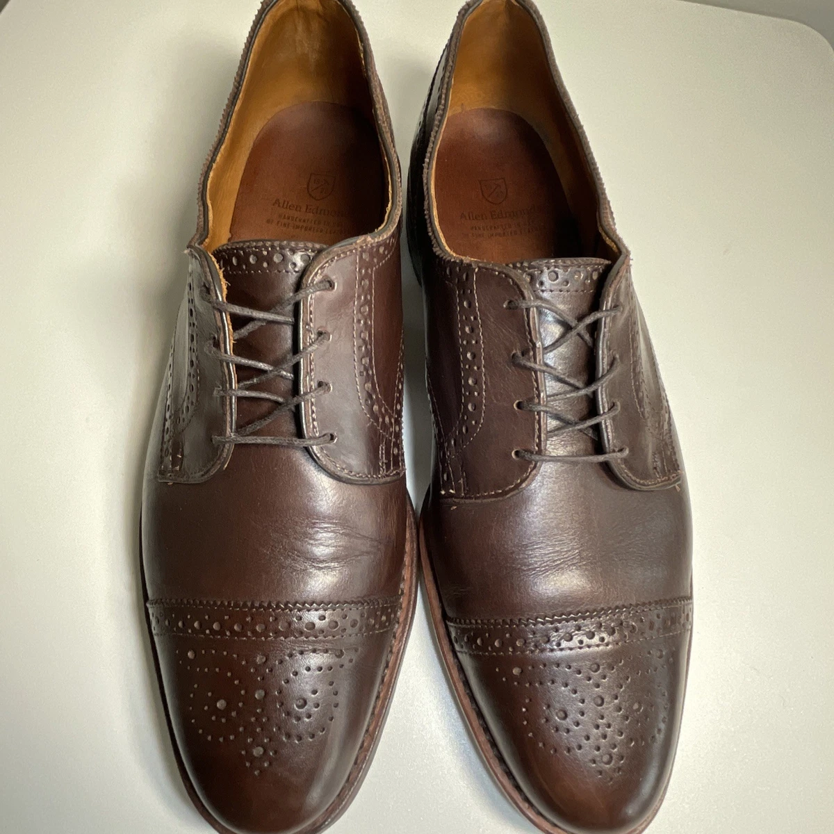 Vintage Allen Edmonds 9.5 B Leather Brogue Toe Cap Dress Shoes Oxblood Red USA It main image 3