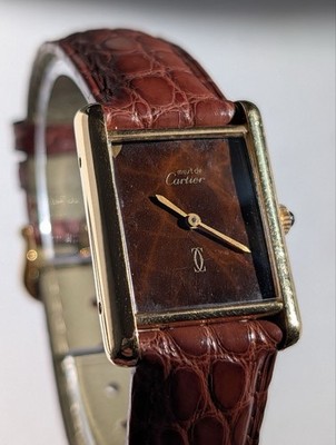 Cartier Must De Tank Vermeil Manual 23x30mm Brown Dial Original Working