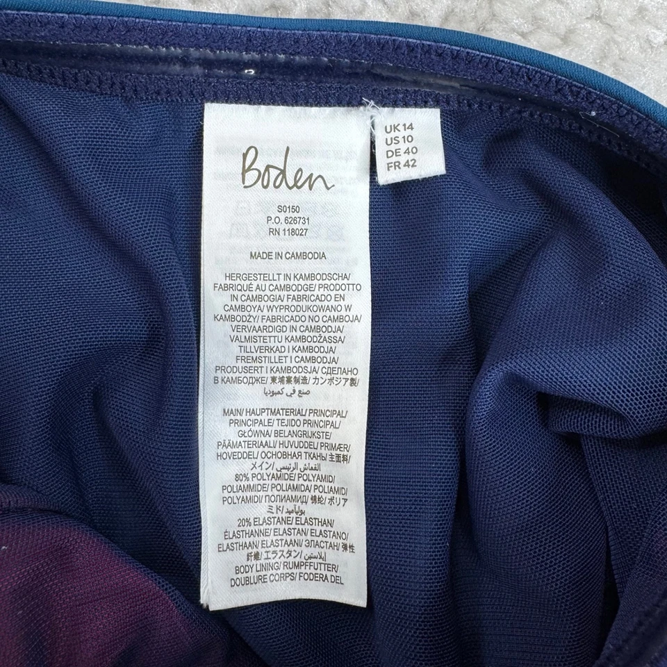 Boden Minori Halter One Piece Swimsuit Blue Pink Colorblock Womens 10 FLAW - Image 3 of 4