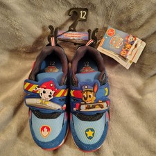 NEW BOY'S NICKELODEON TODDLER PAW PATROL LIGHT-UP SHOES SIZE 12 RED WHITE BLUE