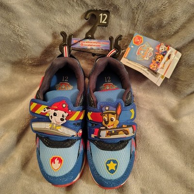 NEW BOY'S NICKELODEON TODDLER PAW PATROL LIGHT-UP SHOES SIZE 12 RED WHITE & BLUE
