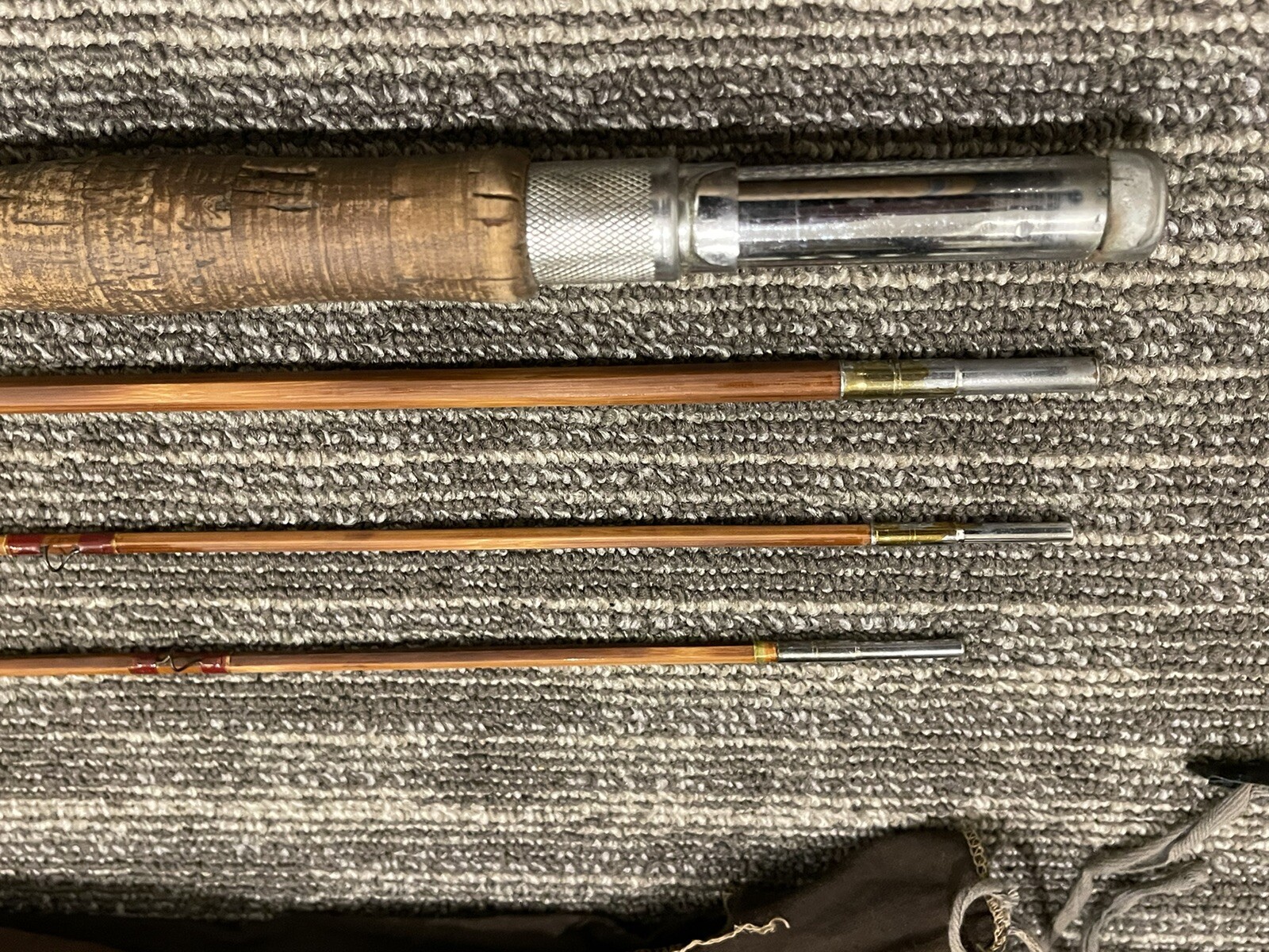 Antique Montague Flash Split Bamboo Fishing Rod With Original Tube&Bag