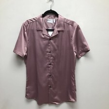 Asos Womens Sleepshirt Purple Button Front Collared Short Sleeve Silky M New