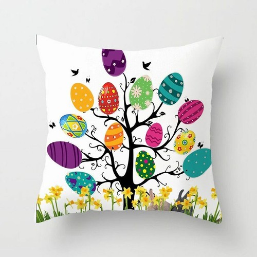 Funda de almohada de Pascua Decoraciones de edredón Hogar Jardín Conejo Conejo Huevos Primavera - Imagen 4 de 23