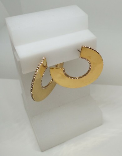 Swarovski Gelane Hoop Earrings Yellow Tone w/ White Crystals 5278290 BNIB - Picture 6 of 12