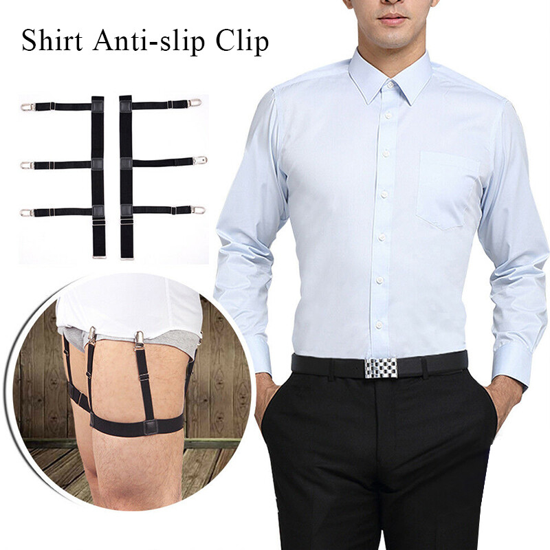 2 Pcs Mens Shirt Stays Holder Garters Belt Elastic Strap NonSlip Locking Clamps eBay