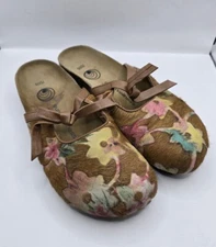 Eurowellness Balance Calfhair Floral Cork Clogs Size 7