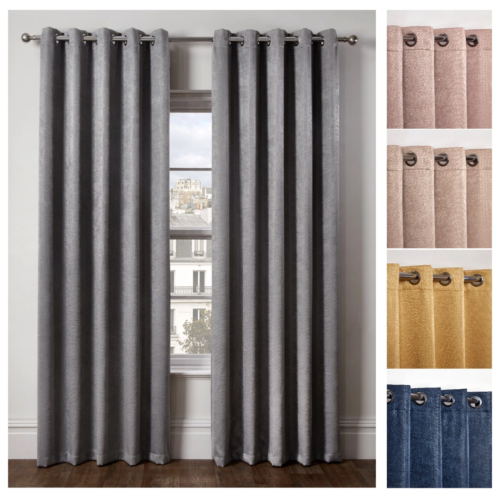 Thermal Thick Blackout Curtains 2 Panel Eyelet Ring Top Curtains Ambiance
Opens in a new window or t