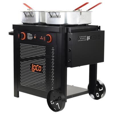 Loco 15 Qt Double Burner Outdoor Propane 3- Basket Deep Fryer