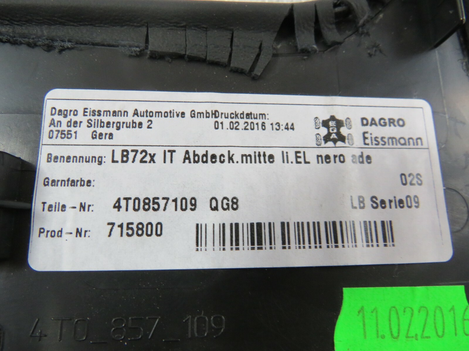 Lamborghini Huracan, LP580, LP610, LH, Lower Console Trim, Used, P/N 4t0857109