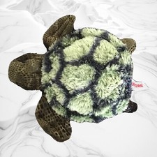 Aurora, Stuffed Soft Green Sea Turtle, Nicely Posed Soft Furry 7.25" x 7"