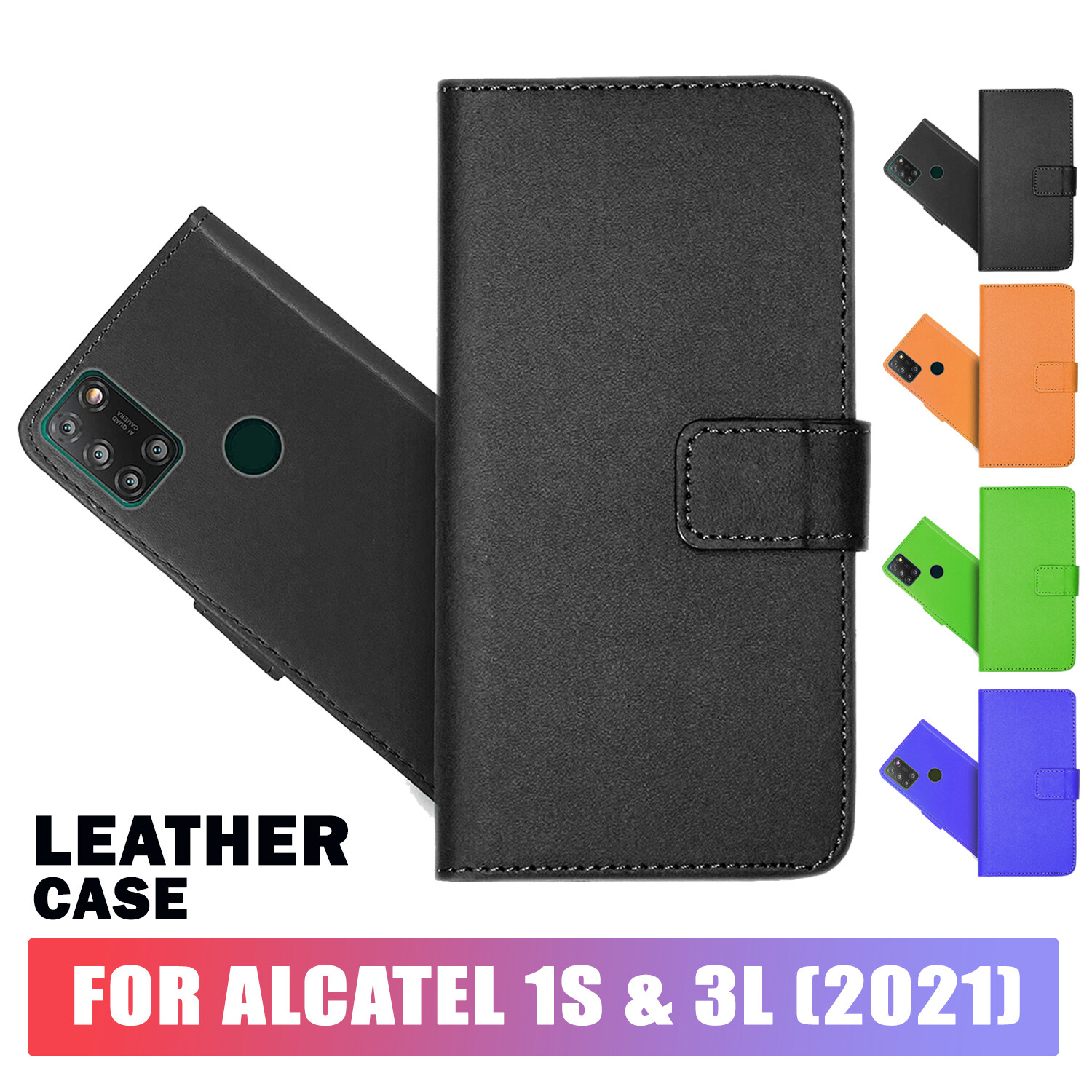 Case For Alcatel 1S 6025H, 3L (2021) Leather Wallet Flip Phone