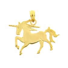New 14k Yellow Gold Unicorn Pendant