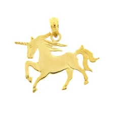 New 14k Yellow Gold Unicorn Pendant