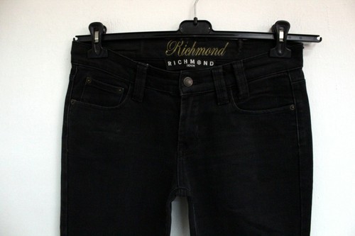Jeans Richmond Größe 44 Frau Denim Schwarz Baumwolle Hose Frau Logo Fackel - Zdjęcie 11 z 12