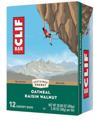 CLIF BAR Oatmeal Raisin Walnut Energy Bars, Made with Organic Oats(12PACK NEW)