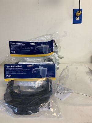 HONEYWELL UVEX FACE SHIELD CLEAR VISOR(LOT OF 12)BLACK HARD HAT ADAPTER(2 QTY.)