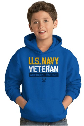 US Navy Veteran Anchors Aweigh Seal Logo Youth Hooded Sweatshirt Boy or Girl - Picture 4 of 10