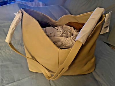 Vintage Halston Heritage Women's Chevron Leather Tote Bag - Desert /Sand - NEW