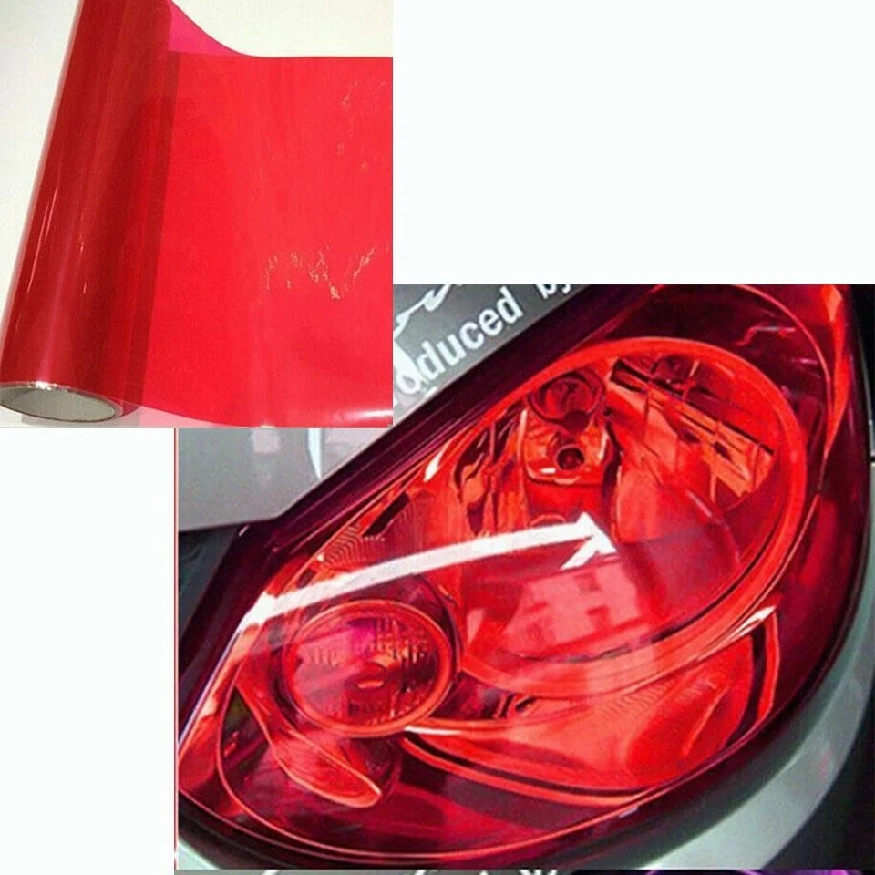 For Headlight Taillamp Transparent Red Lens Vinyl Protection Wrap Film 12"x78" - Image 3 of 4