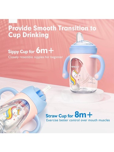 8 oz 2 - in - 1 Sippy Cup - Spout/Straw, No - Spill, Unicorn/Dino Theme, - Picture 20 of 42