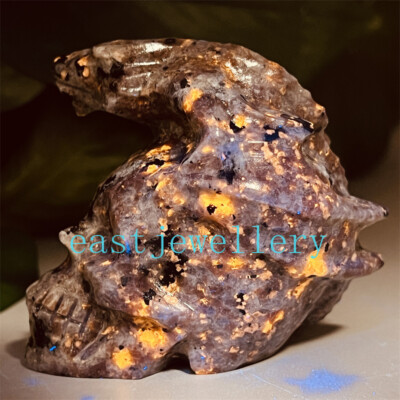 2.6'' Natural Yooperite Flying dragon skull Quartz Flame's stone Crystal skull1pc
